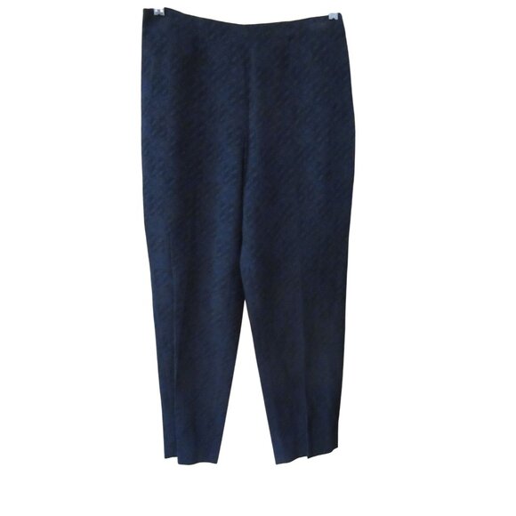 Piazza Sempione Audrey Black Textured Side Zip Crop Pants Sz 44 - Picture 3 of 13